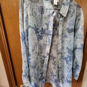 Coldwater Creek Blue Sheer Blouse